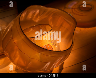 Detail der abstrakten Glasschalen in Dale Chihuly Ausstellung Stockfoto