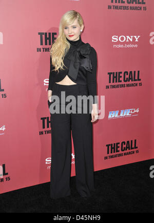 Los Angeles, Kalifornien 5. März 2013. Abigail Breslin Teilnahme an der Los Angeles-Premiere von "The Call" statt im Arclight Theater in Hollywood, Kalifornien am 5. März 2013. 2013. (Bild Kredit: Kredit: D. Long/Globe Photos/ZUMAPRESS.com/Alamy Live-Nachrichten) Stockfoto