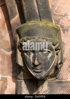 Geschnitzte Steinkopf auf Chester Kathedrale Cheshire UK Stockfoto