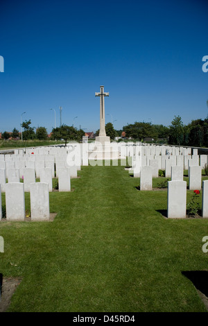 Brandhoek New Soldatenfriedhof einen britischen ersten Weltkrieg Friedhof in Flandern in der Nähe von Ypern oder Ieper Stockfoto