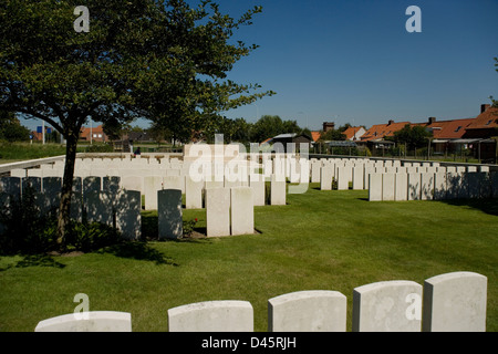 Brandhoek New Soldatenfriedhof einen britischen ersten Weltkrieg Friedhof in Flandern in der Nähe von Ypern oder Ieper Stockfoto