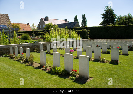 Brandhoek New Soldatenfriedhof einen britischen ersten Weltkrieg Friedhof in Flandern in der Nähe von Ypern oder Ieper Stockfoto