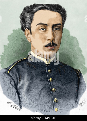 Jacinto Abarguer de Rey. Kupferstich von A. Perea der spanischen und amerikanischen Illustration, 1870. Farbige. Stockfoto