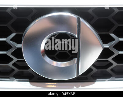 Genf, Schweiz. 6. März 2013. Das Logo des Automobilherstellers Smart ist auf dem 38. Genfer Autosalon im Palexpo in Genf, Schweiz, 6. März 2013 sehen. Foto: ULI DECK/Dpa/Alamy Live-Nachrichten Stockfoto