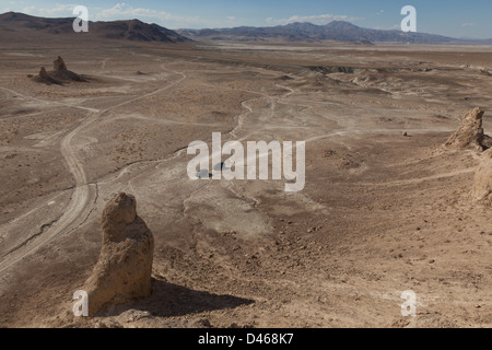 Luftaufnahme von Trona Pinnacles, Kalifornien Wüste National Conservation area Stockfoto