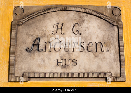 Hans Christian Andersens Hus (Haus) Plaque, Geburtsort des berühmten Schriftstellers Stockfoto