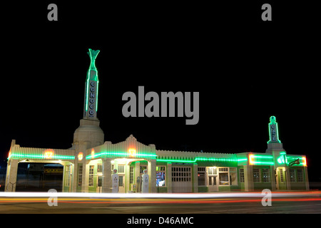 Alten Retro-Tankstelle Pumpen, route 66, West-Texas, USA Stockfoto