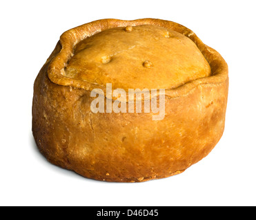 Riese (fast 1kg) echte Melton Mowbray Pork Pie von Ye Olde Pie Shoppe, Melton Mowbray, Leicestershire, UK Stockfoto