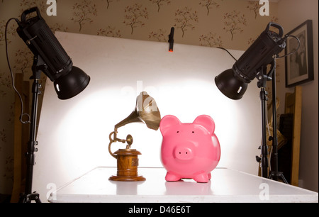 Home-Studio Sparschwein Abenteuer Stockfoto