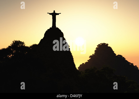 Corcovado Berg in den Sonnenuntergang Stockfoto