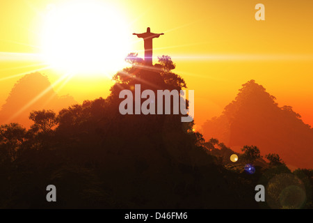 Corcovado Berg in den Sonnenuntergang Stockfoto