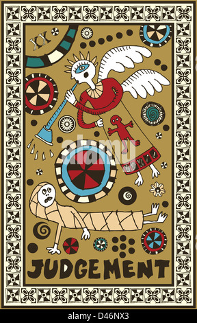 Hand gezeichneten Tarot-Deck, großen Arkana, Urteil Stockfoto
