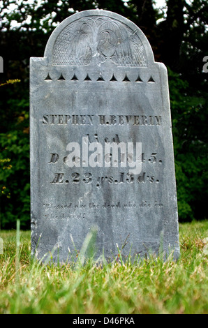 Anfang des 19. Jahrhunderts Grabstein mit geschnitzten Trauerweide Stockfoto