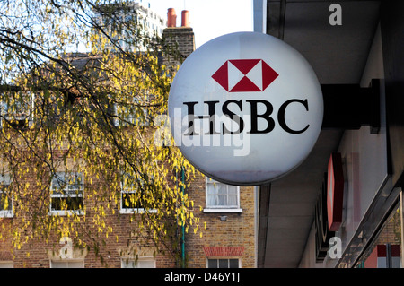 Ein Zeichen für die Großbritanniens größte Bank, HSBC. Stockfoto