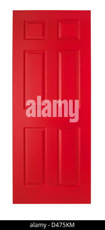 Rote getäfelten Tür weißen Hintergrund ausschneiden Stockfoto