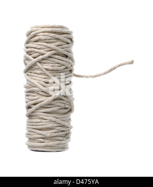 Ball der Zeichenfolge ausgeschnitten auf weißem Hintergrund Stockfoto