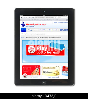 Der UK National Lottery Website betrachtet auf einem iPad 4, UK Stockfoto