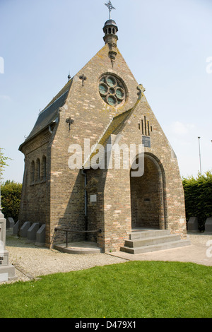 Unsere Dame der Sieg Kapelle Vrouwekerke Oud Stuivekenskerkel in Belgien einen ersten Weltkrieg Standort durch die belgische Armee verteidigt Stockfoto