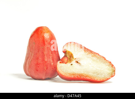 Rose-Äpfel oder Chomphu auf weißem Hintergrund Stockfoto