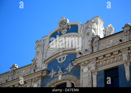 Jugendstilhaus in Elizabetes Iela Straße, (Elisabethstraße), Riga, Lettland Stockfoto