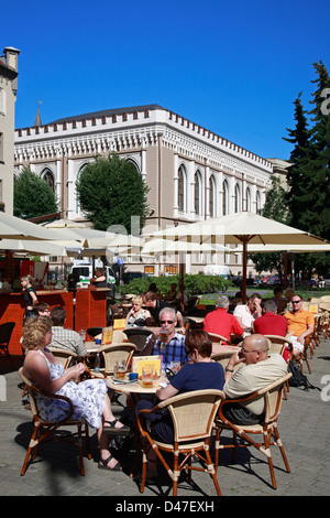 Restaurant im Livu Laukums Platz vor der großen GILDE, Riga Lettland Stockfoto