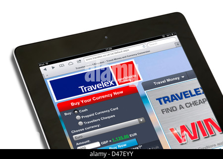 Die Währung Exchange-Website, Travelex, betrachtet auf eine 4. Generation iPad, UK Stockfoto
