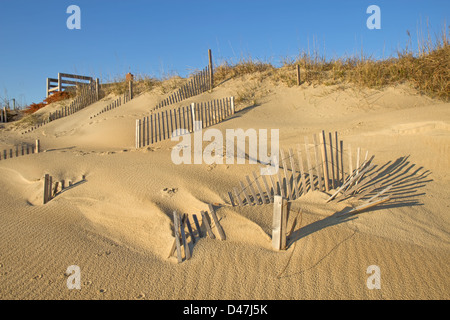 ScHneeZaun am Strand in Nags Head, North Carolina Stockfoto