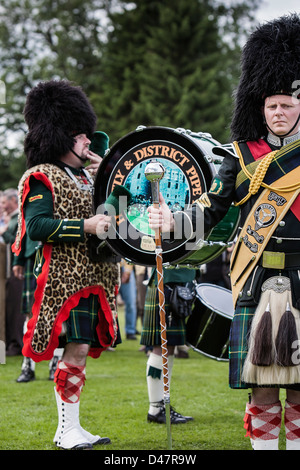 Drummer bei Highland Games in Schottland Stockfoto