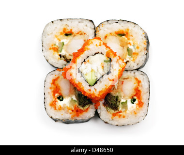 Japan Sushi-Rollen isolierten auf weißen Hintergrund Stockfoto