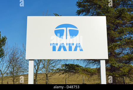 TATA Steel Sign. Shapfell Kalkstein funktioniert, Shap, Cumbria, England, Vereinigtes Königreich, Europa Stockfoto