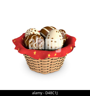 Osterkorb isoliert auf weiss (3D Render) Stockfoto