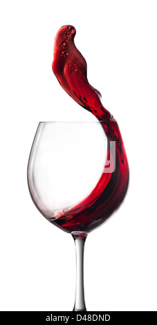 Glas mit rotem Wein splash Stockfoto