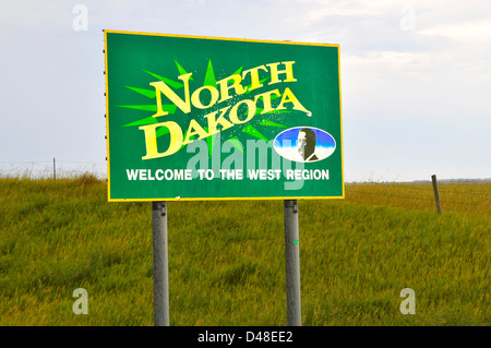 Willkommen Sie in North Dakota Zeichen Grenze ND uns Stockfoto