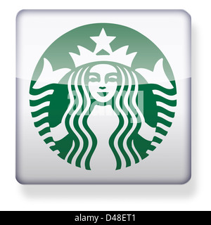 Starbucks-Logo als ein app-Symbol. Clipping-Pfad enthalten. Stockfoto