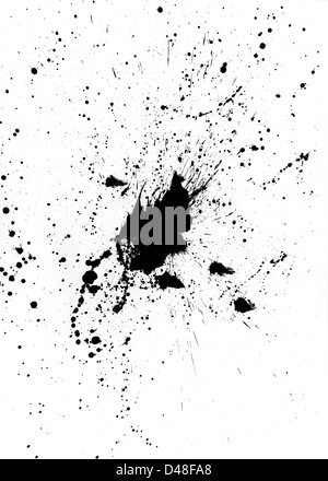 Schwarze Farbspritzer chaotisch Stockfoto