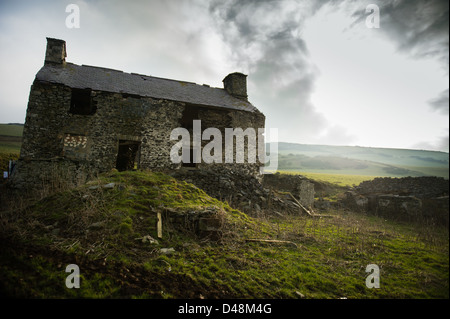 Die Ruinen von Ffos Las Bauernhaus an der Cardigan Bay Küste, in der Nähe von Aberystwyth West Wales UK Stockfoto