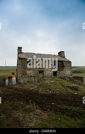 Die Ruinen von Ffos Las Bauernhaus an der Cardigan Bay Küste, in der Nähe von Aberystwyth West Wales UK Stockfoto