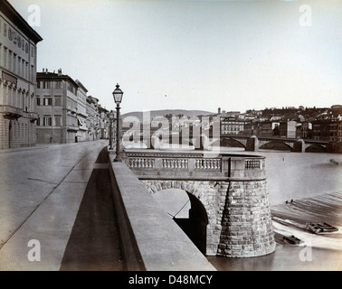 Lungarno Amerigo Vespucci, Florenz, Italien, ca. 1880, von Giacomo Brogi Stockfoto