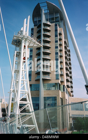 Imperial Punkt Appartementhaus, Salford Quays, Manchester Stockfoto