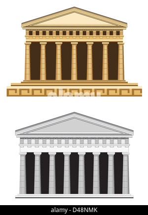 Antike Tempel Abbildung, isoliert auf weißem Hintergrund Stockfoto