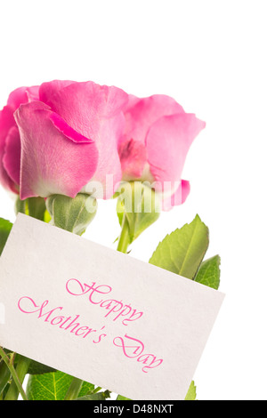 Glückliche Mütter-Tageskarte mit rosa Rosen Stockfoto