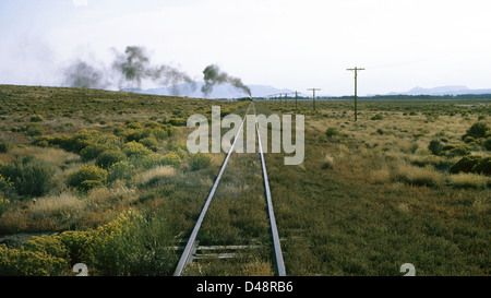 Die Cumbres & Toltec historischen schmalen Guage Zug in den frühen Morgenstunden in Antonito, Colorado Stockfoto