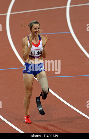 Marie-Amelie le Fur Frankreich gewinnt Gold im Frauen 100m - T44 im Olympiastadion bei den Paralympics in London 2012. Stockfoto