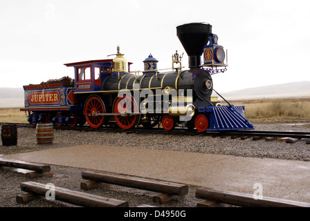 Nachbildung der 4-4-0 Dampf Lok "Jupiter". Stockfoto