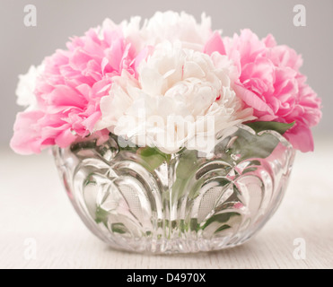 Vase mit schönen Pfingstrose Blumen Stockfoto