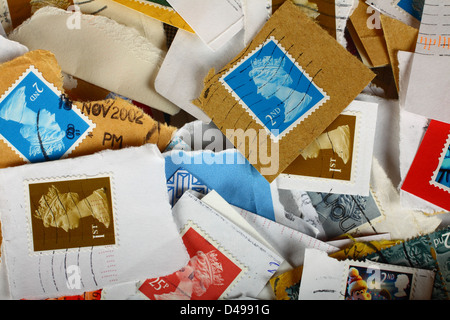 Mischung von gebrauchten Briefmarken Stockfoto