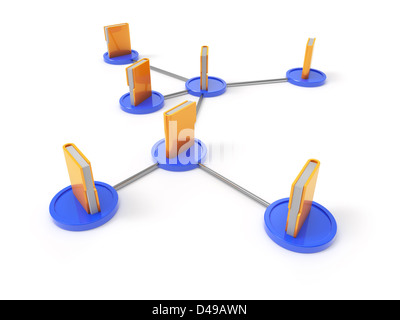 3D Darstellung der Netzwerk-Konzept. Isoliert auf weißem Hintergrund Stockfoto