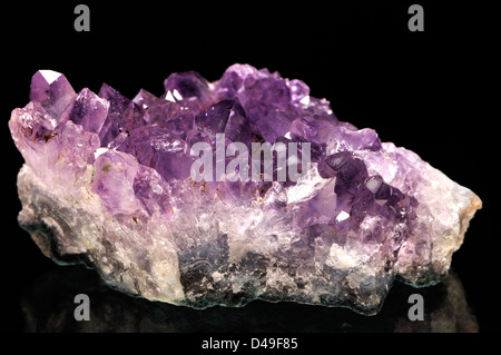 Amethyst Kristalle (violette Quarz) auf matrix Stockfoto