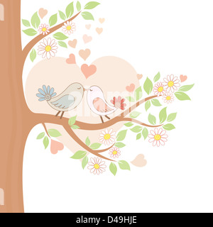 Zwei küssende Vögel auf dem Baum Stockfoto