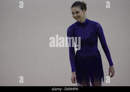 Gdynia, Polen. 9. März 2013. Polnische beste Turnerin, Olympiateilnehmer von Peking (2008) und London (2012) Joanna Mitrosz endet ihrer sportlichen Laufbahn während der künstlerischen Gymnastik polnischen Grand Prix in Gdynia. Bildnachweis: Michal Fludra / Alamy Live News Stockfoto